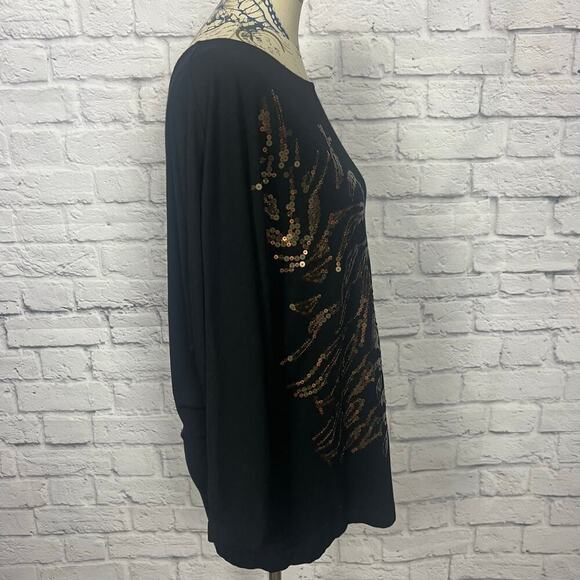 Vintage CAbi Black Top with Design - Women's Large - Picture 3 of 5